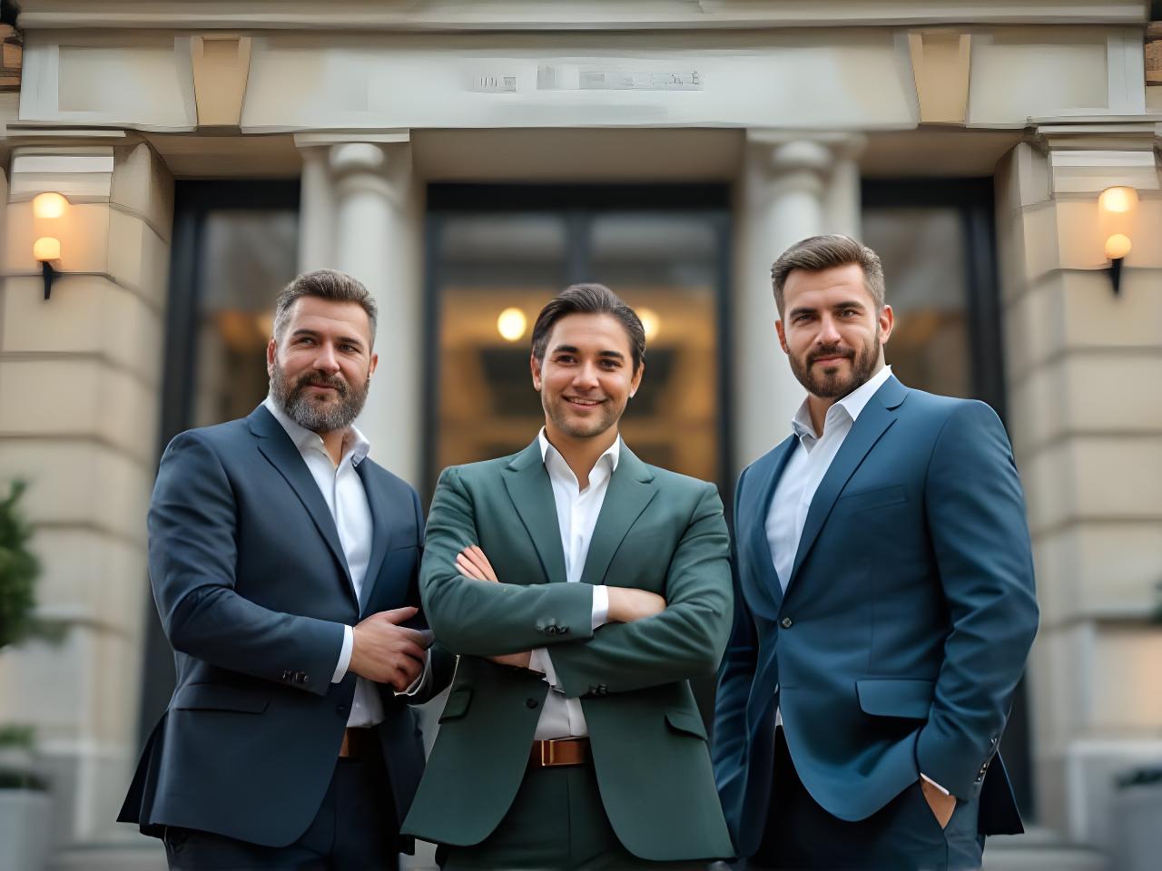 Team di consulenti fiscali davanti allo studio di Roma con luce naturale e ambiente professionale